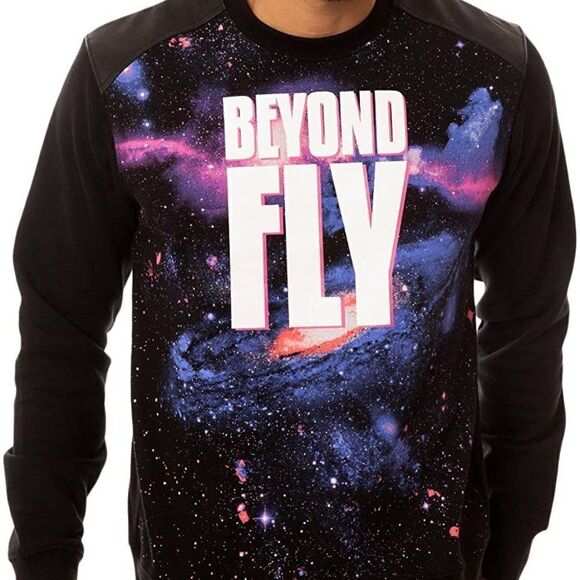 Born Fly Mens Galaxy Sweatshirt Faux Leather Elbow Patches Beyond FLy - Picture 14 of 14